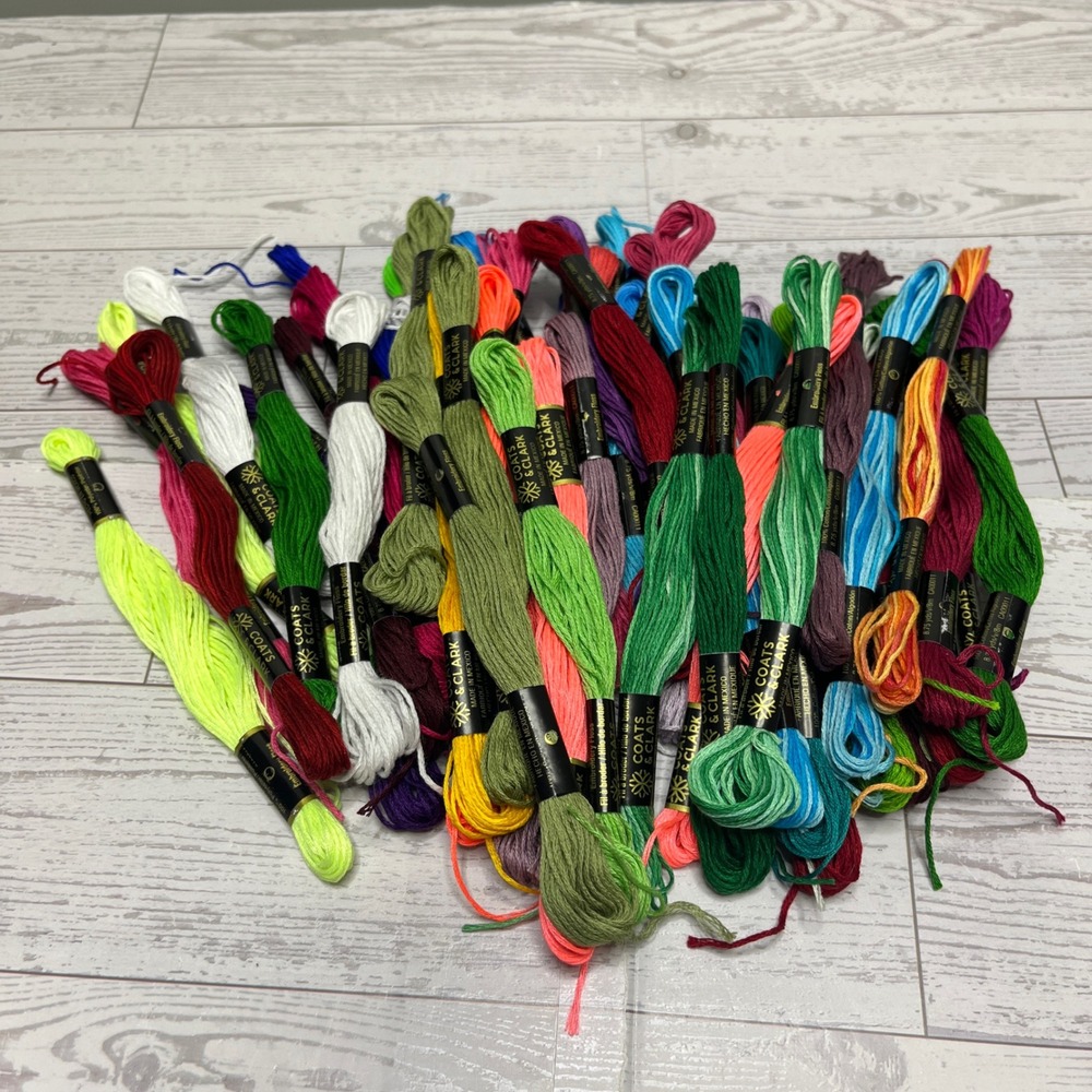 Coats & Clark Embroidery Floss Lot 100% Cotton 6-Strand Multi Color Skeins 50+